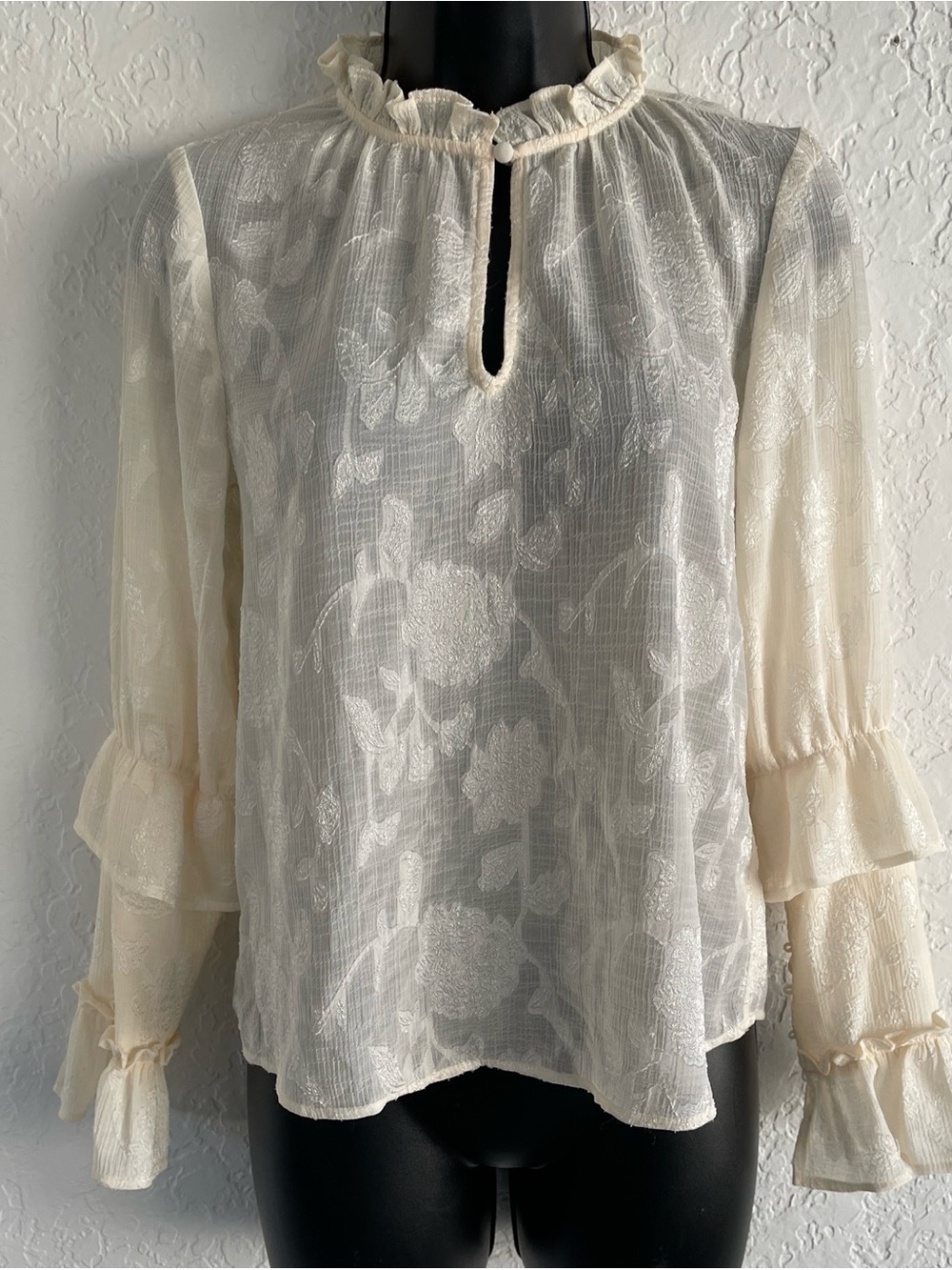BB Dakota Blouse Victorian Edwardian hi neck dainty feminine romantic ruffles xs